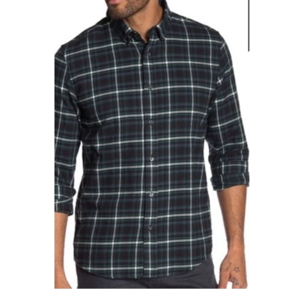 Slate & Stone mens sz Sm long sleeve button up green plaid flannel NWT